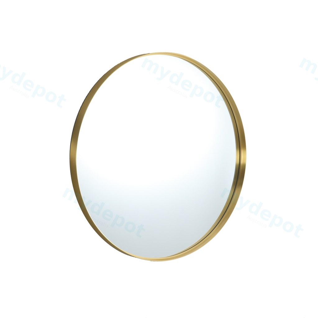 [55900] 800X800X35mm Burshed Gold Orbis Frame Mirror