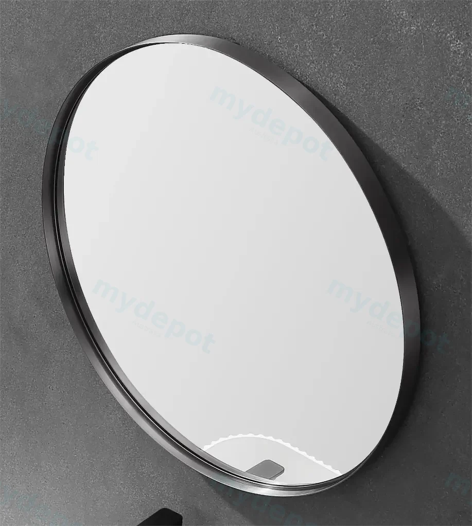 [55906] 800X800X35mm Gun Metal Orbis Frame Mirror