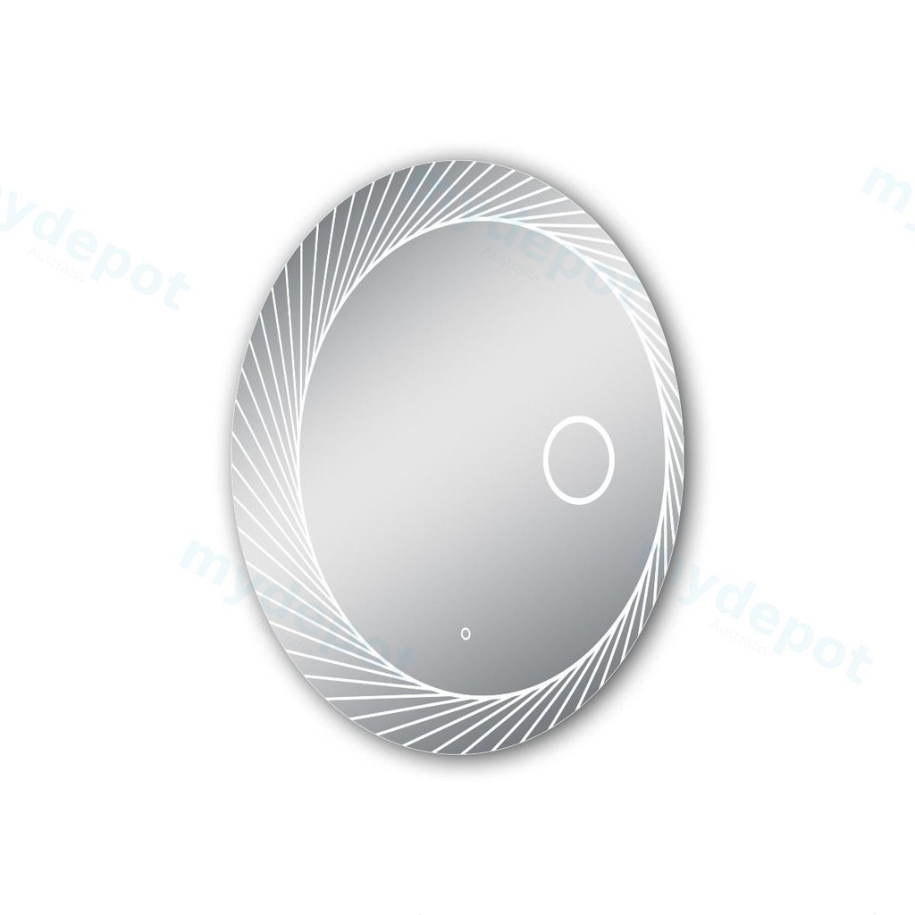 800mm Round 3 Color Lighting Backlit Acrylic LED Mirror Function Touch Sensor Switch Defogger Pad Wall Mounted(Come with Magnifying mirror)