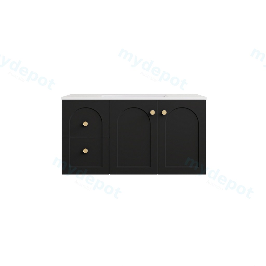 [56799] 890*455*470mm Matte Black Chester Federation Wall Hung PVC Cabinet,Left Hand Drawers