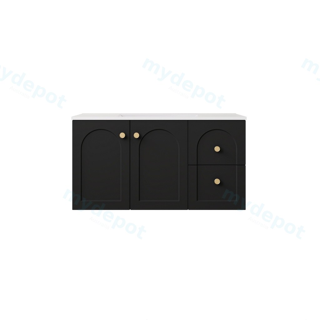 [56800] 890*455*470mm Matte Black Chester Federation Wall Hung PVC Cabinet,Right Hand Drawers