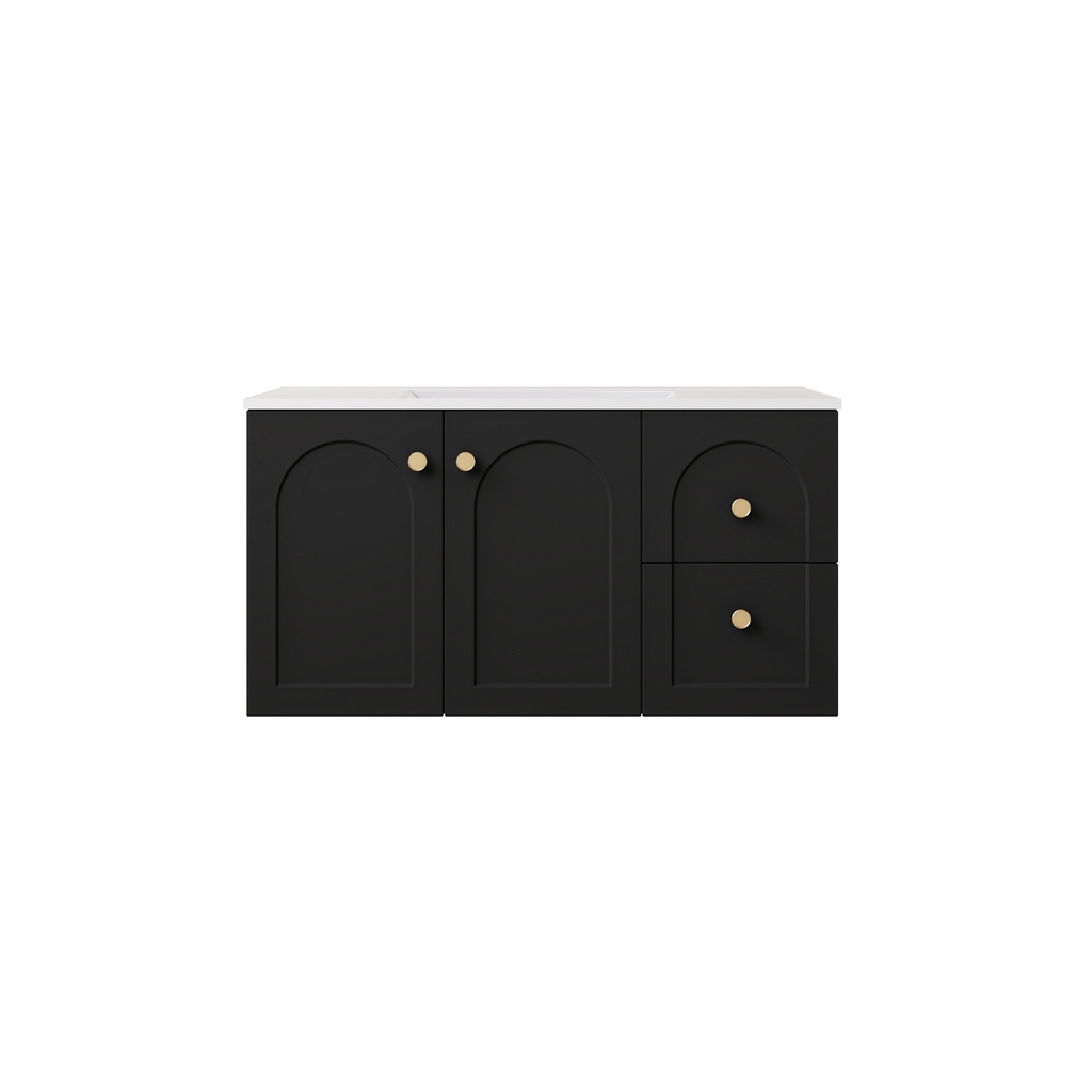 890*455*470mm Matte Black Chester Federation Wall Hung PVC Cabinet,Right Hand Drawers