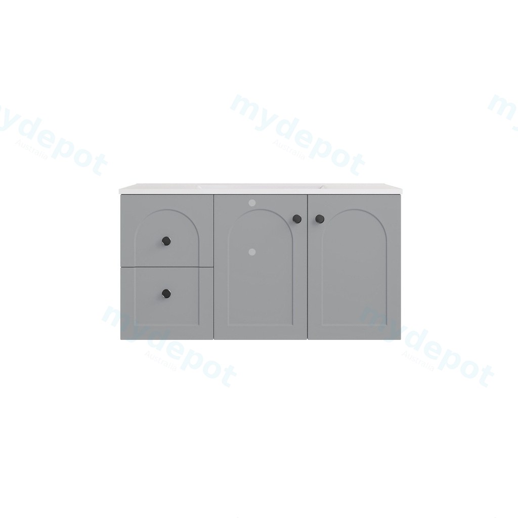 [56801] 890*455*470mm Matte Grey Chester Federation Wall Hung PVC Cabinet,Left Hand Drawers