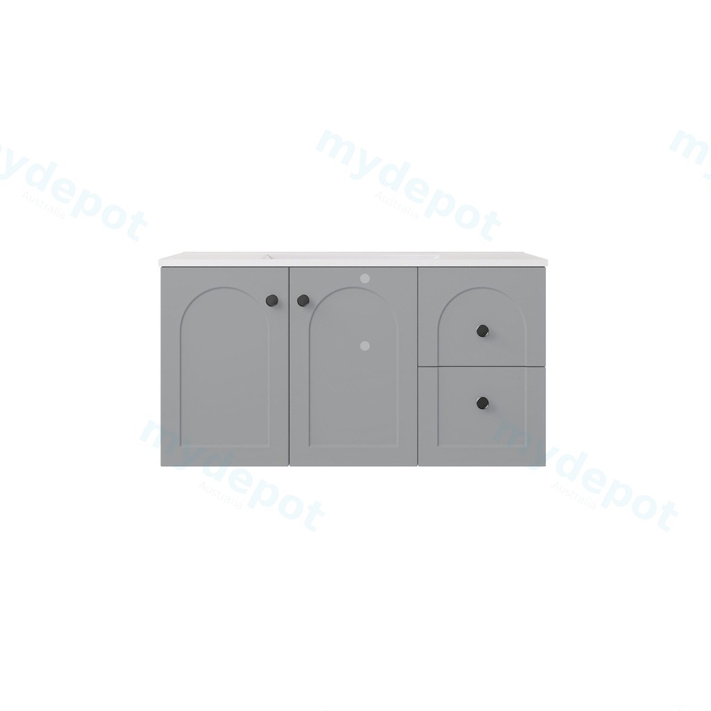 [56802] 890*455*470mm Matte Grey Chester Federation Wall Hung PVC Cabinet,Right Hand Drawers