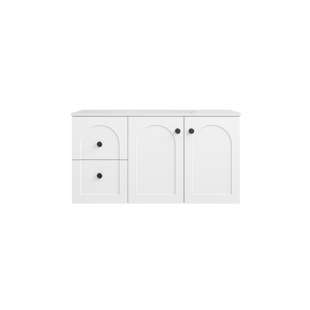 890*455*470mm Matte White Chester Federation Wall Hung PVC Cabinet,Left Hand Drawers