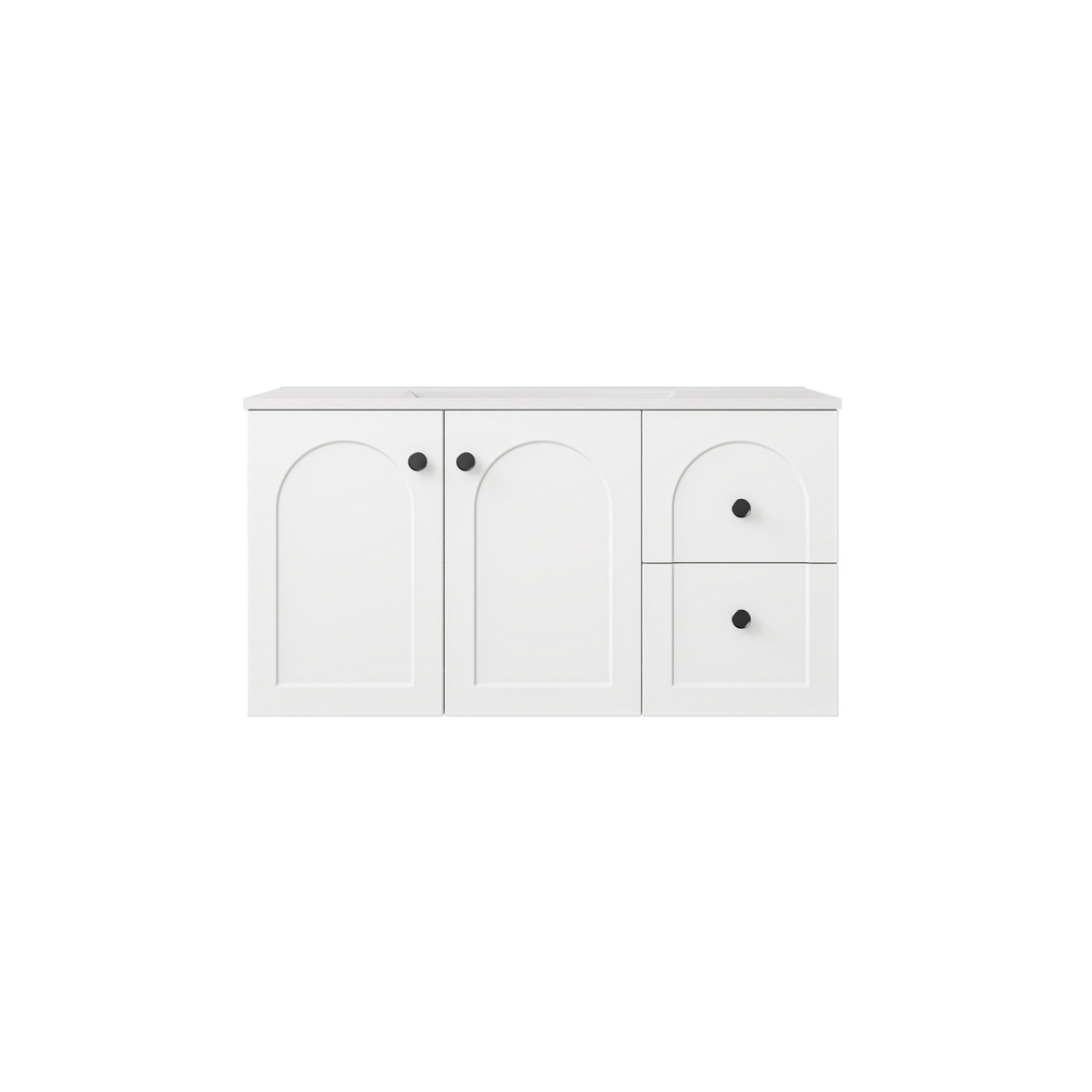 890*455*470mm Matte White Chester Federation Wall Hung PVC Cabinet,Right Hand Drawers