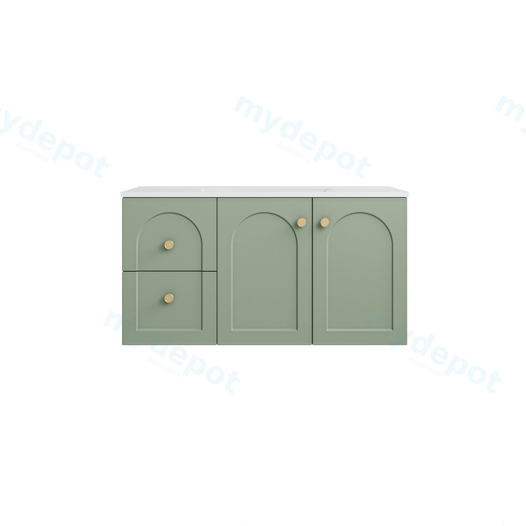 [56803] 890*455*470mm Olive Green Chester Federation Wall Hung PVC Cabinet,Left Hand Drawers