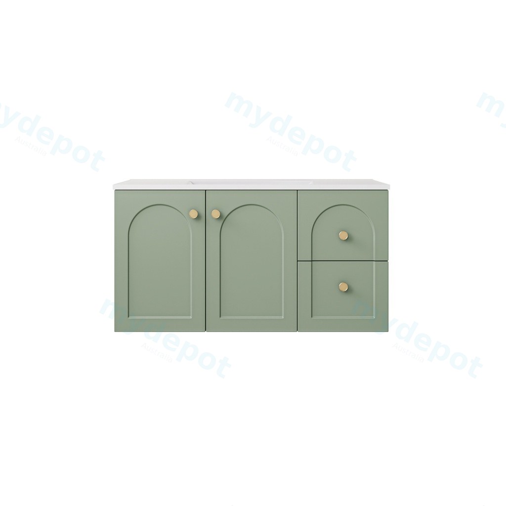 [56804] 890*455*470mm Olive Green Chester Federation Wall Hung PVC Cabinet,Right Hand Drawers