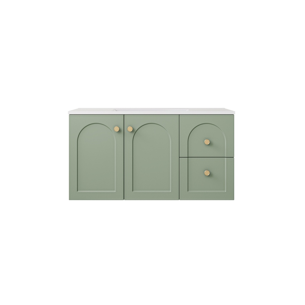 890*455*470mm Olive Green Chester Federation Wall Hung PVC Cabinet,Right Hand Drawers