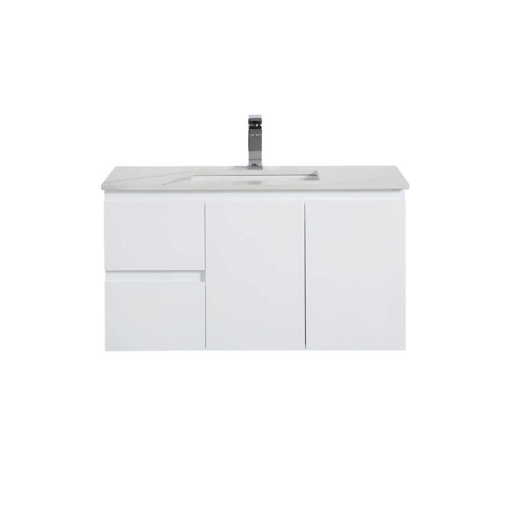 [56850] 890*455*480mm Gloss White Alpha Wall Hung PVC Vanity,Left Hand Drawers