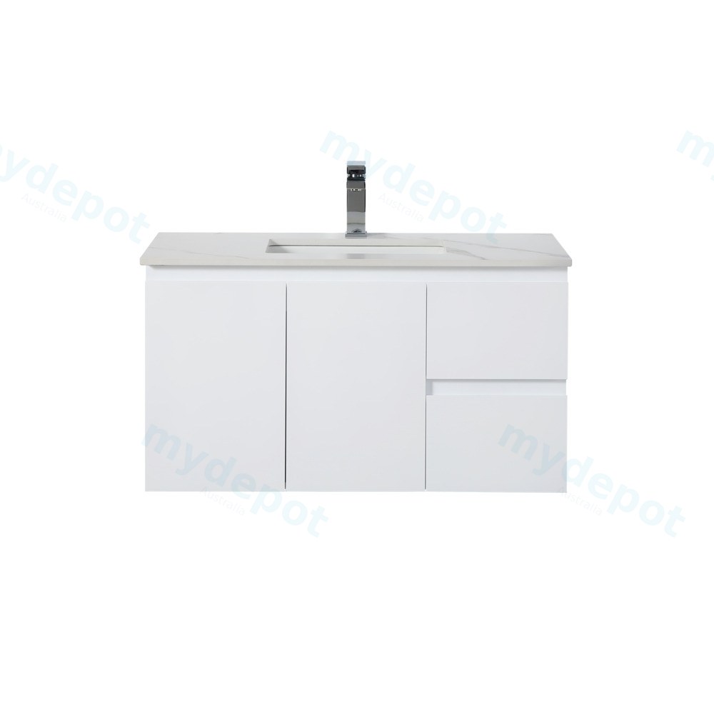 [56851] 890*455*480mm Gloss White Alpha Wall Hung PVC Vanity,Right Hand Drawers