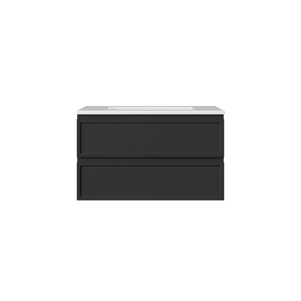 890*455*560mm Matte Black Hamilton Federation Wall Hung PVC Cabinet Two Drawers