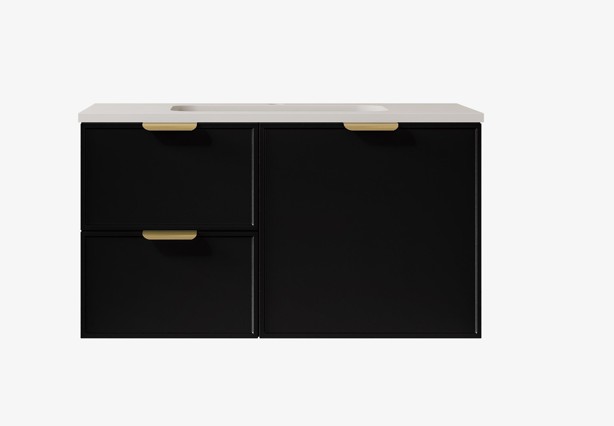 [56462] 890*455*560mm Matte Black Madura Federation Wall Hung PVC Cabinet,Left Hand Drawers