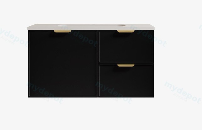 [56463] 890*455*560mm Matte Black Madura Federation Wall Hung PVC Cabinet,Right Hand Drawers