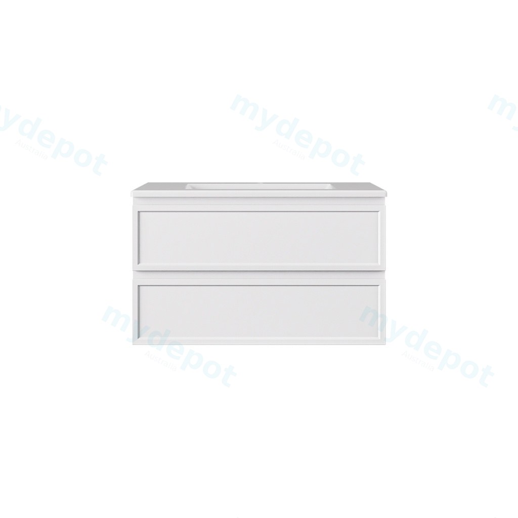 [56475] 890*455*560mm Matte White Hamilton Federation Wall Hung PVC Cabinet Two Drawers