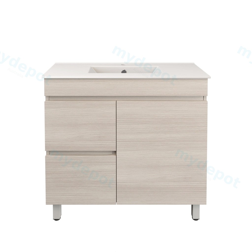 [56557] 890X355X710mm Camden Modern Free Standing Cabinet Coastal Oak,Soft Closing Finger Pull Door,Left Hand Drawers