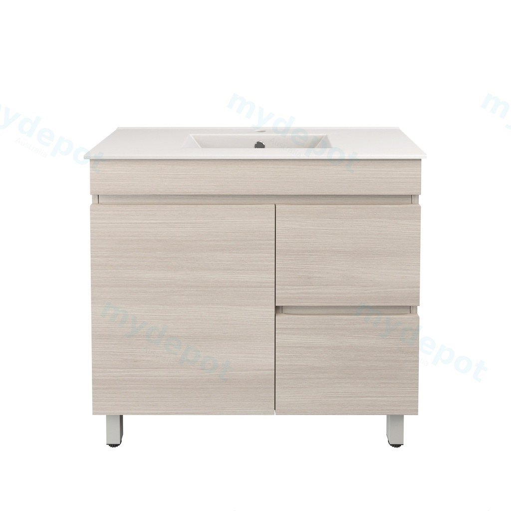 [56558] 890X355X710mm Camden Modern Free Standing Cabinet Coastal Oak,Soft Closing Finger Pull Door,Right Hand Drawers