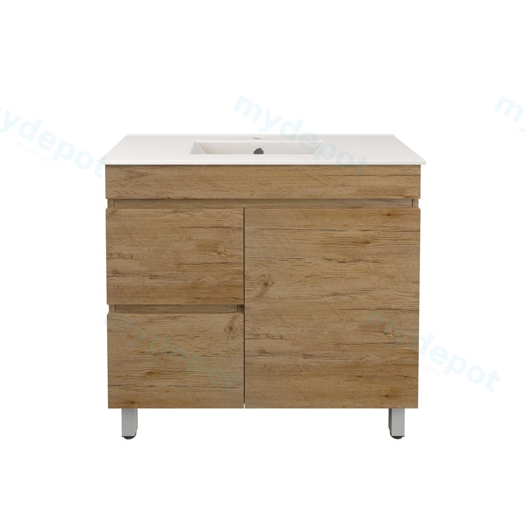 [56563] 890X355X710mm Camden Modern Free Standing Cabinet Prime Oak,Soft Closing Finger Pull Door,Left Hand Drawers