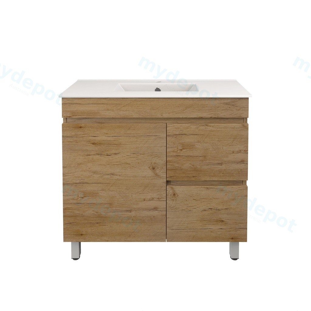 [56564] 890X355X710mm Camden Modern Free Standing Cabinet Prime Oak,Soft Closing Finger Pull Door,Right Hand Drawers