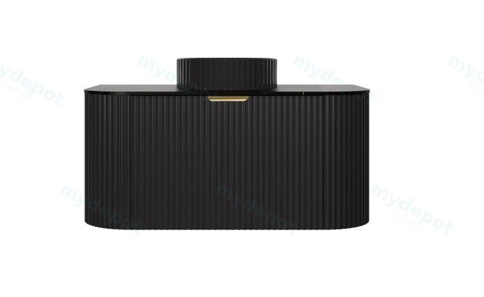 [56525] 890X455X400mm Matte Black Agena Modern Fluted Wall Hung Vanity PVC Cabinet