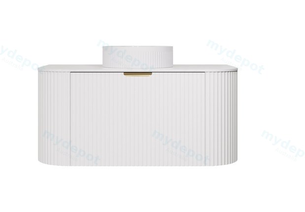 [56519] 890X455X400mm Matte White Agena Modern Fluted Wall Hung Vanity PVC Cabinet