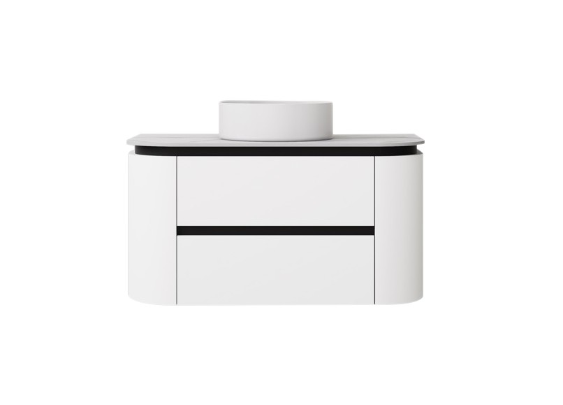 890X455X470mm Matte Black And White Devito Modern Wall Hung Vanity PVC Cabinet