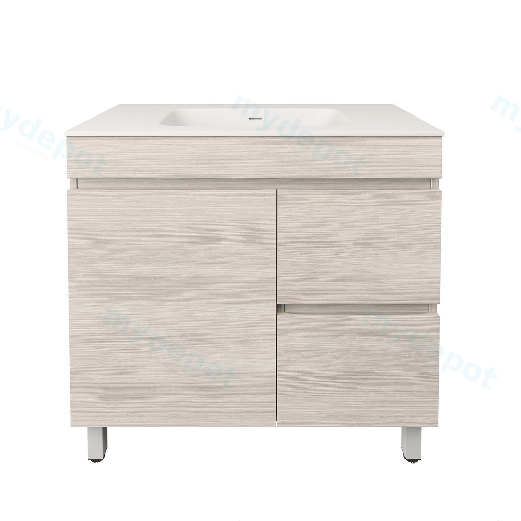 [56583] 890X455X710mm Camden Modern Free Standing Cabinet Coastal Oak,Soft Closing Finger Pull Door,Right Hand Drawers