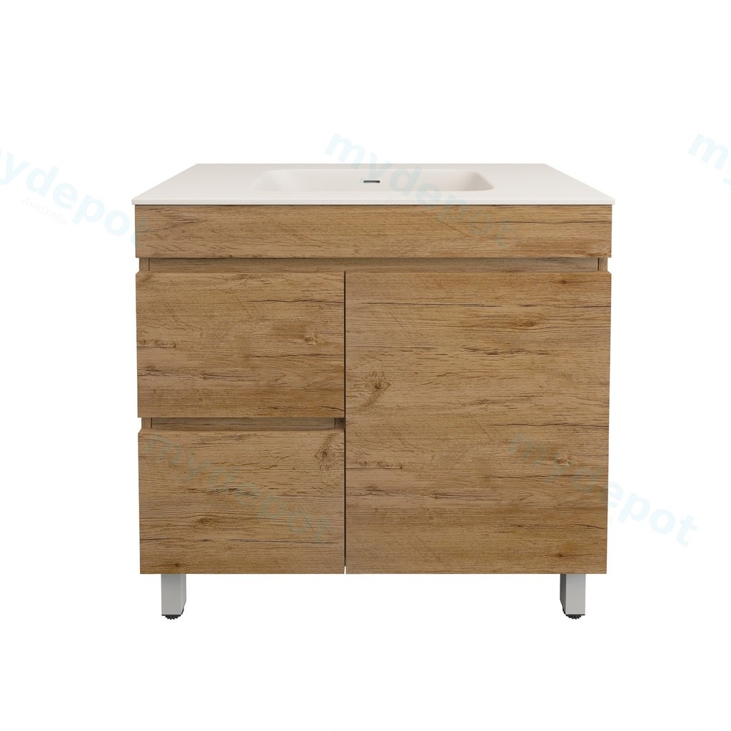 [56592] 890X455X710mm Camden Modern Free Standing Cabinet Prime Oak,Soft Closing Finger Pull Door,Left Hand Drawers