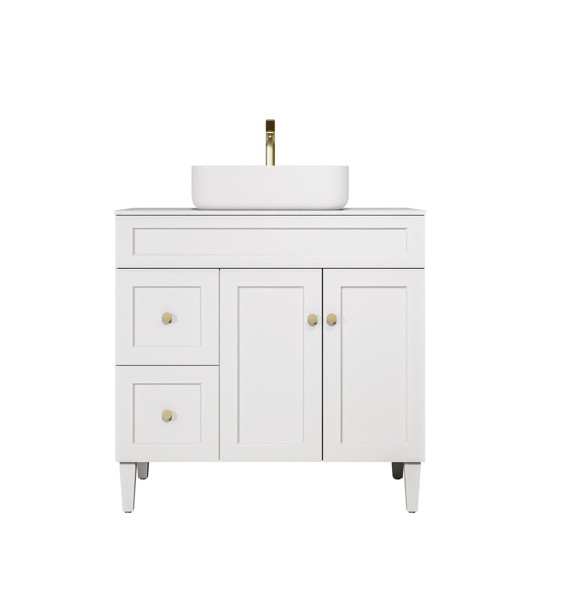 890X455X860mm Matte White Harold Federation Free Standing PVC Cabinet,Left Hand Drawers