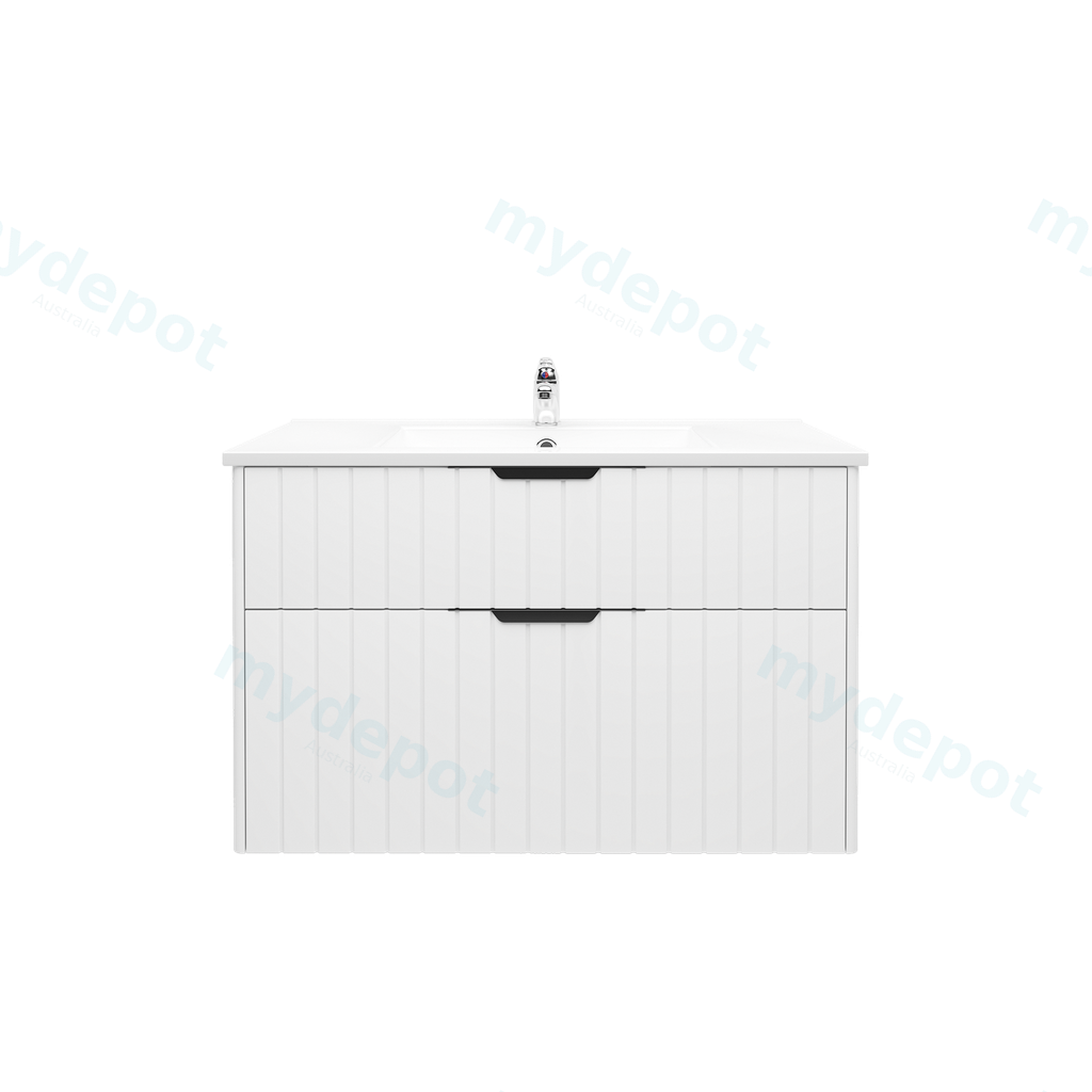 [91115/AR9046W-MW] 900mm Aria Matte White MDF Two Drawers Wall Hung Bathroom Vanity Cabinet Only With Handle