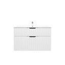 900mm Aria Matte White MDF Two Drawers Wall Hung Bathroom Vanity Cabinet Only With Handle