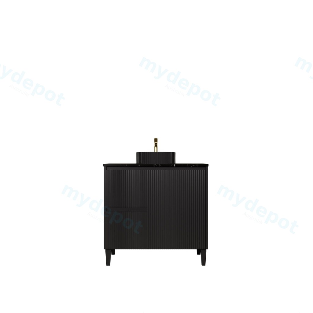 [56631] 890x455x860mm Matte Black Crete Modern Free Standing Vanity,Left Hand Drawers