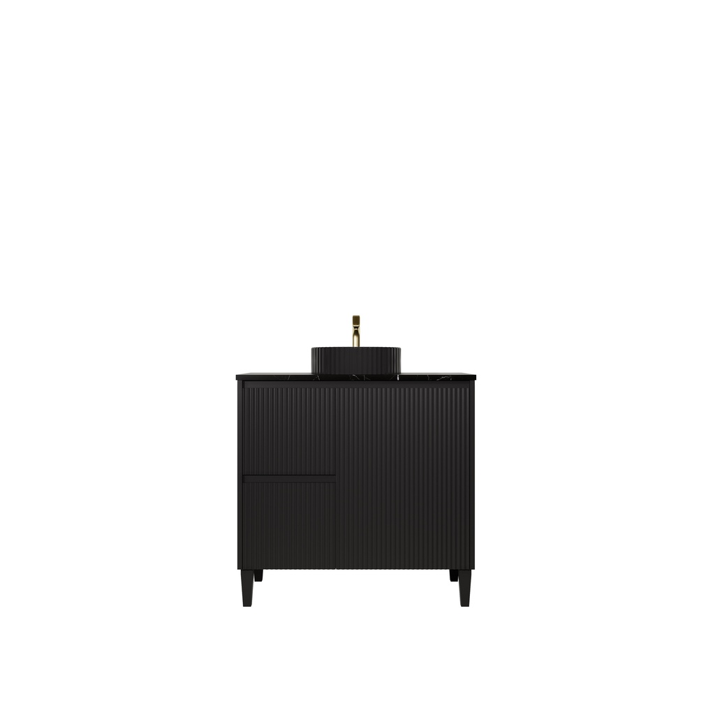 [56631] 890x455x860mm Matte Black Crete Modern Free Standing Vanity,Left Hand Drawers