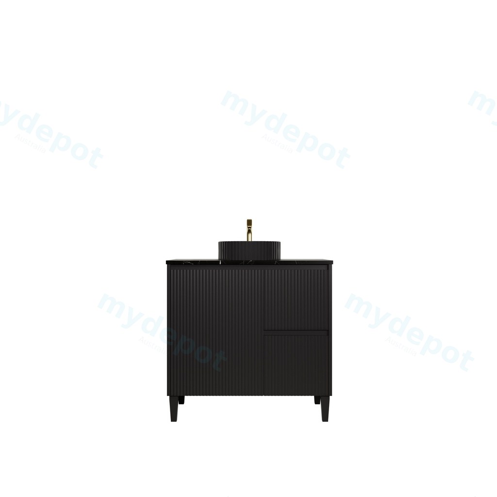 [56632] 890x455x860mm Matte Black Crete Modern Free Standing Vanity,Right Hand Drawers