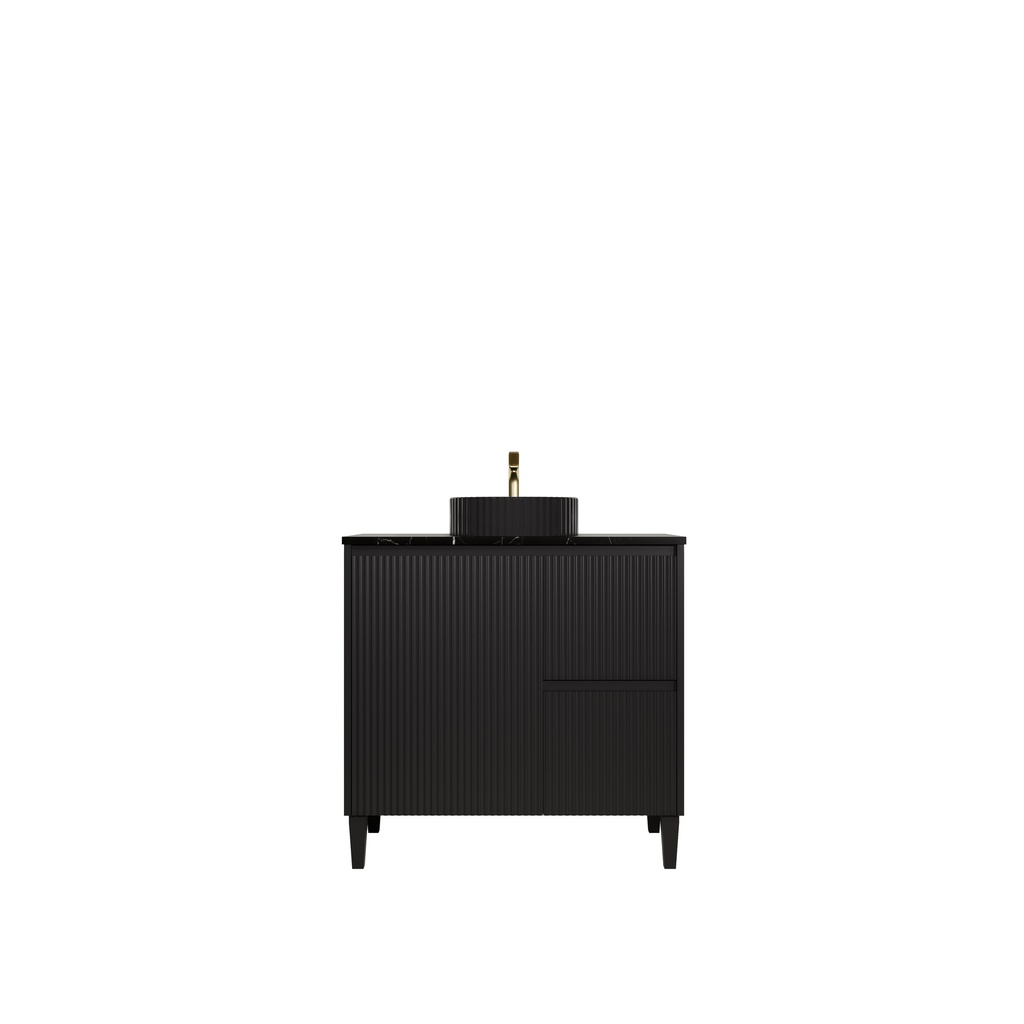 [56632] 890x455x860mm Matte Black Crete Modern Free Standing Vanity,Right Hand Drawers