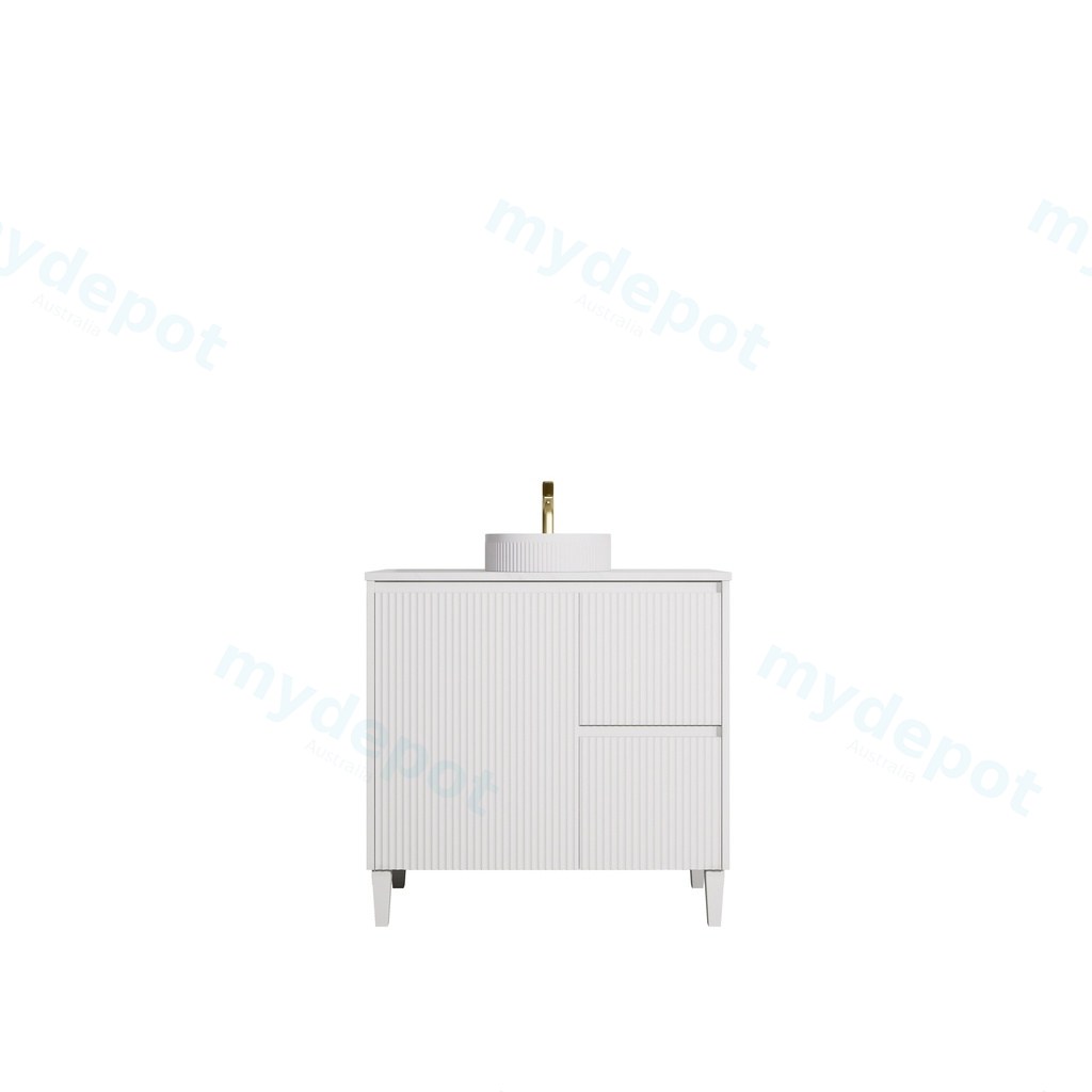 [56622] 890x455x860mm Matte White Crete Modern Free Standing Vanity,Right Hand Drawers