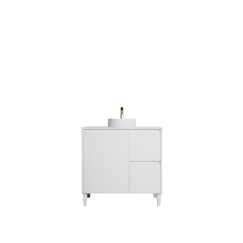 [56622] 890x455x860mm Matte White Crete Modern Free Standing Vanity,Right Hand Drawers