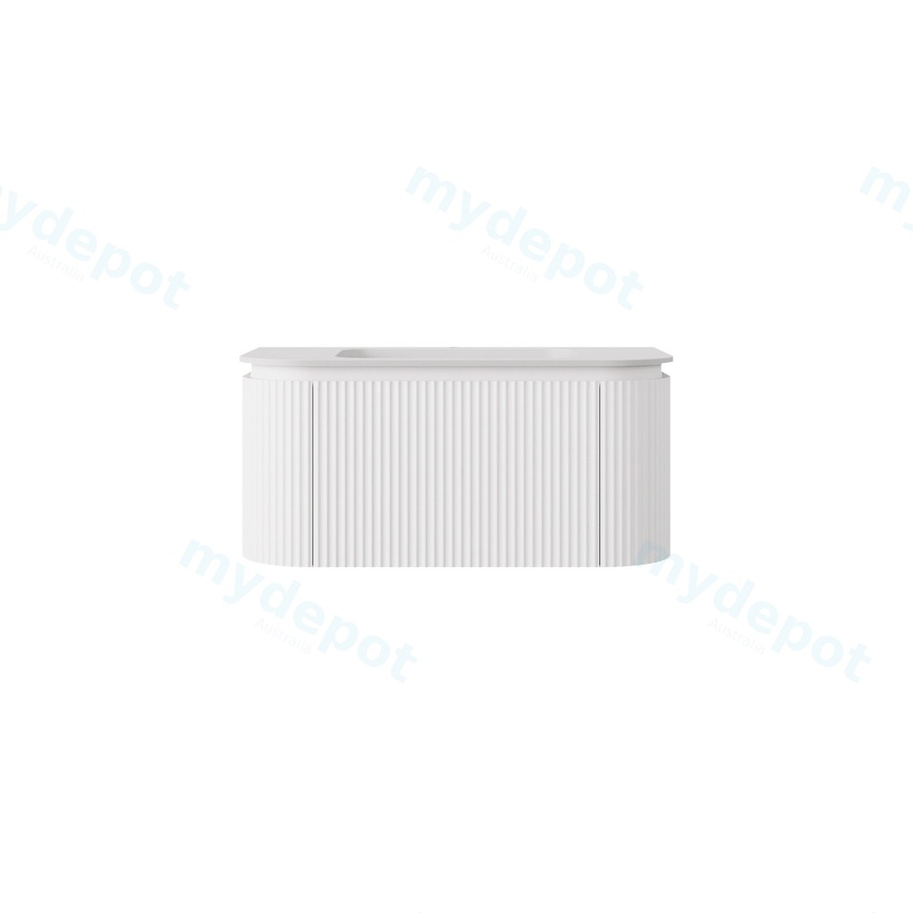 [56775] 890x495x400mm Matte White Estella Modern Wall Hung Vanity PVC Cabinet Two Middle Drawer Plus Two Side Drawers