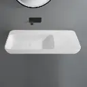 900*400*120mm Matt White Rocca Solid Surface Stone Wall Hung Basin With Semi Drill Tap Hole None Overflow 32mm Waste