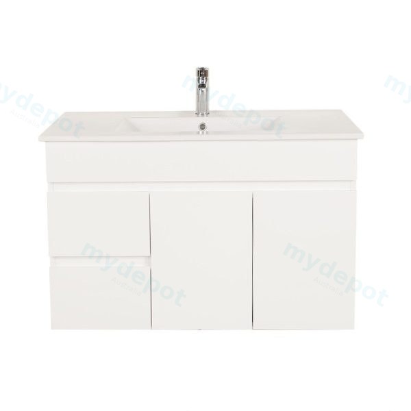 [50503] 900*450*560mm Wall Hung Gloss White PVC Vanity Cabinet Only Left Drawer