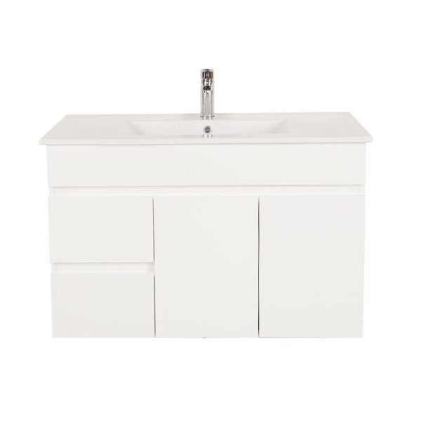900*450*560mm Wall Hung Gloss White PVC Vanity Cabinet Only Left Drawer