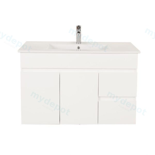 [50504] 900*450*560mm Wall Hung Gloss White PVC Vanity Cabinet Only Right Drawer