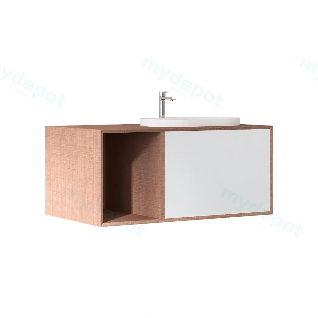 [50409] 900*540*400mm Wall Hung Costa Oak Woodgrain Vanity Left Drawer With Cosy 60 Basin