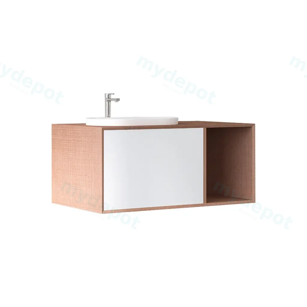 [50411] 900*540*400mm Wall Hung Costa Oak Woodgrain Vanity Right Drawer With Cosy 60 Basin