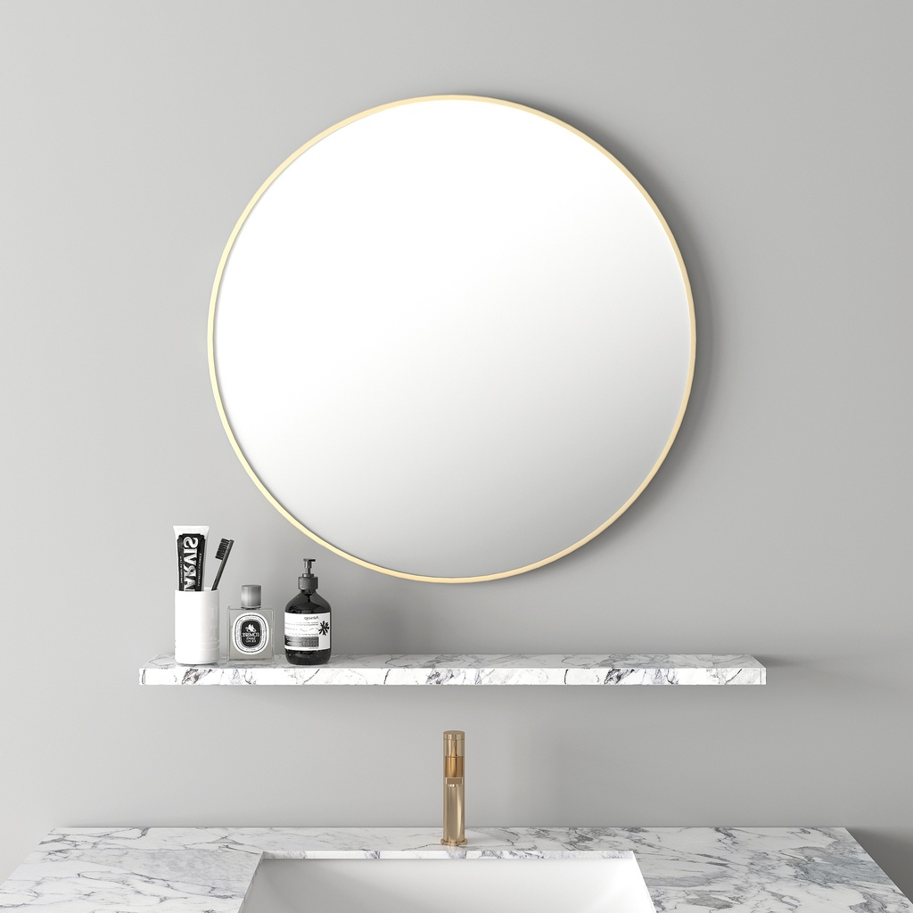 [50235] 900*900*30mm Brushed Gold Aluminum Framed Round Mirror