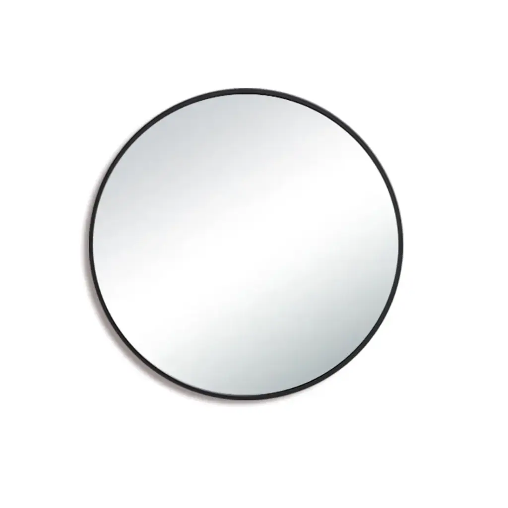 900*900MM PENCIL EDGE ROUND PLAIN MIRROR MATTE BLACK FRAMED