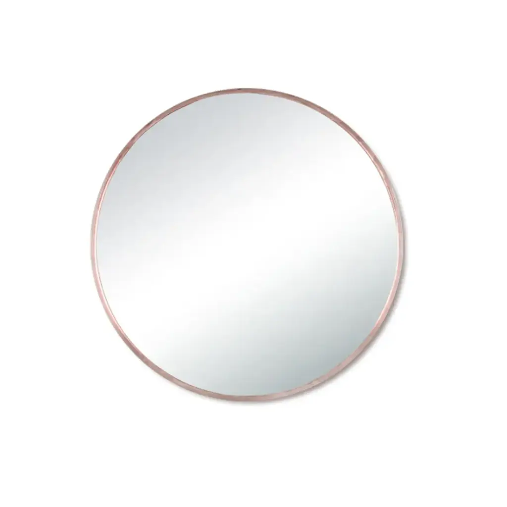 900*900MM PENCIL EDGE ROUND PLAIN MIRROR ROSE GOLD FRAMED