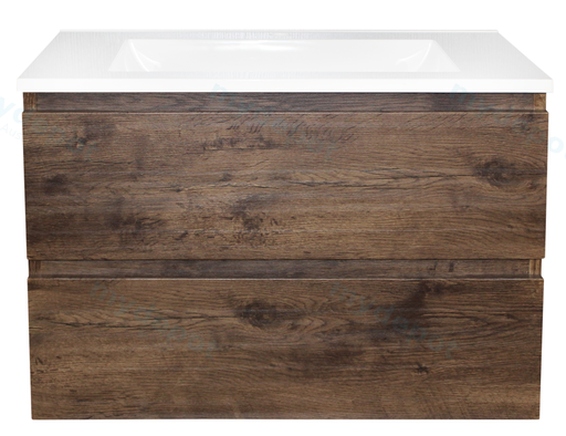 [93015/Q9046DO] 900Lx550Hx450Dmm Dark Oak MDF Board with PVC Vacuum Filmed 2/DW Wall Hung Vanity