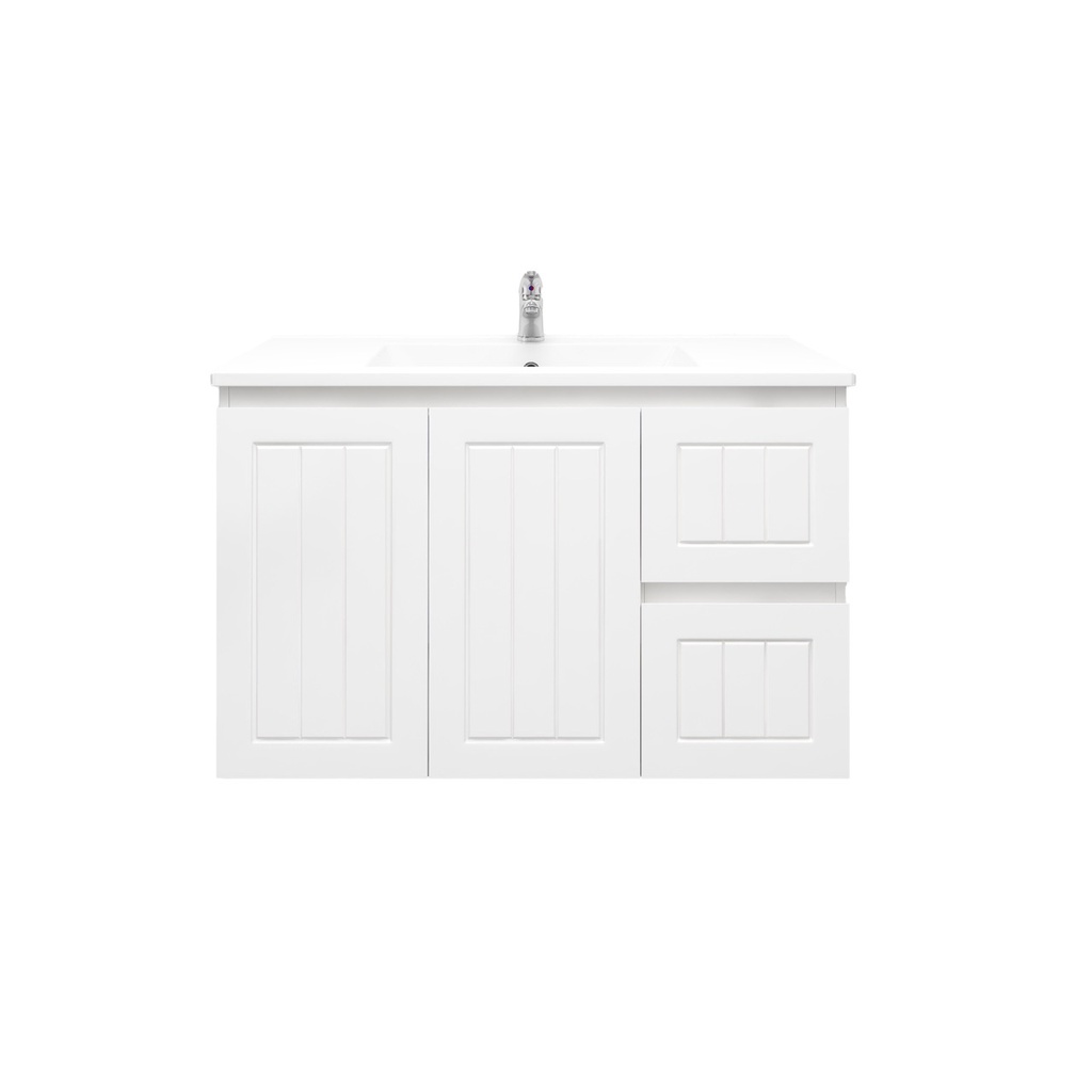 900Lx550Hx460Dmm Amber Matte White 2PAC MDF 2R/DW 2L/DR Wall Hung Vanity
