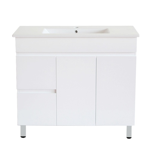 900Lx830Hx350Dmm Gloss White 2PAC MDF 2L/DW 2R/DR Freestanding Vanity